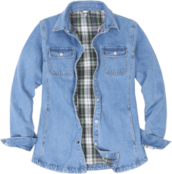 ZENTHACE Women's Flannel Lined Washed Denim Work Play Shirt Jacket,Fall Winter Light-Med Jean Shacket at Amazon Women's Coats Shop