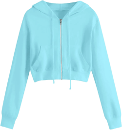 Womens Cropped Hoodie Zip Up Hoodies Jackets Zipper Long Sleeve Sweatshirts Fall Trendy 2024 Y2K Fashion Clothes J06-blue 3X-Large