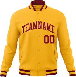 Custom Varsity Baseball Jacket Cotton Letterman Sport Jacket Stitched Personalized Name Number for Men/Women/Youth Yellow&red08
