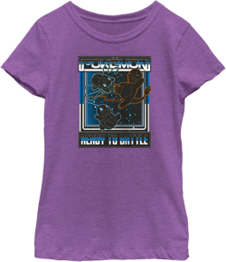 Fifth Sun Pokemon Battle Grid Girls Short Sleeve Tee Shirt Large Purple Berry