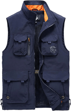 Hbufnha Mens Lightweight Vest Work Travel Safari Sport Jacket Padded Puffer Vest X-Small 2#blue