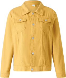 lisenraIn Jean Jackets for Women Fashion Basic Long Sleeve Button Down Denim Jacket Lightweight Cropped Jean Jacket X-Large Yellow