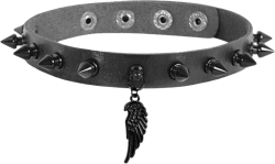 Eigso Punk Leather Studded Choker Necklace for Women Gothic Black Chokers Necklaces Y2K Rivets Rock Collars A5 - Wing