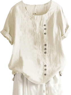 Yeokou Women Cotton Blend Crew Neck Short Sleeve Basic Tunic Tee Shirts Tops Blouse(Apricot-3XL)