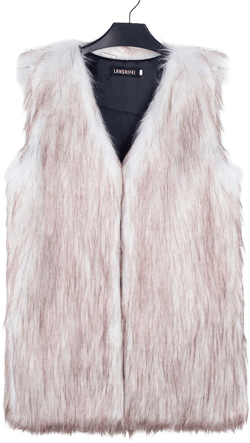 Womens Faux Fur Vest Winter Warm Short Coat Fluffy Shaggy Sleeveless Jacket Fashion Casual Fuzzy Outerwear XX-Large Beige