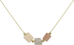 Lauren-Spencer Gemstone Bar Necklaces for Women Gold Silver Plated Three Crystal Beaded Necklace Simulated Opal Necklace Pendant Dainty Choker Necklaces Jewelry Gift (Gold-Red Aventurine): Clothing, Shoes & Jewelry