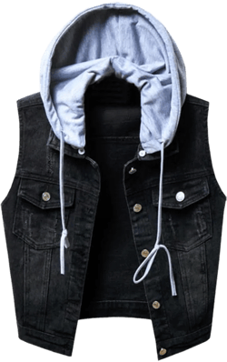 Kedera Women's Detachable Hoodie Denim Vest Distressed Sleeveless Jean Jacket Coat