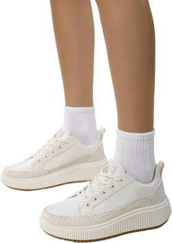 Women's White & Black Color Platform Shoes, Cute Low-Top White Casual Sneakers, Comfortable & Fashionable Sport Shoes, 5cm Height Increase, Suitable For Petite Women