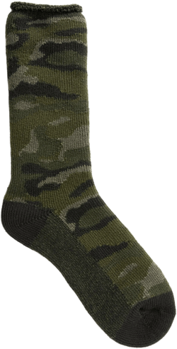 MUK LUKS Men's 1 - Pair Heat Retainer Thermal Insulated Socks - Green Camouflage, OS (10 - 13)