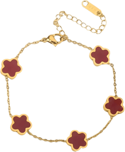 Stainless steel bracelet with plant plum blossom and five leaf flower for daily party wear, new and warm, adjustable for women - Ni48