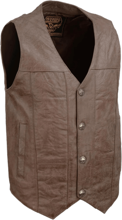 Men's Western Style Leather Vest w/Buffalo Snaps & Interior Gun Pockets (Brown & Saddle Colors) 4X-Large Brown