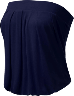 DOUBLJU Natural Pleated Stretchy Tube Tops with Elastic Band Sleeveless Strapless Casual Tank Tops for Women with Plus Size Medium Awttsl127_navy