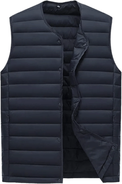 Men's Down Vest - Vest Men Autumn Jackets Thin Vests Man Sleeveless Coats Male Collarless Warm Cotton-Padded WAIS Navy Blue X-Large