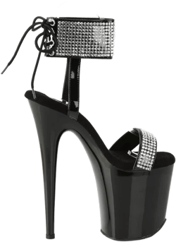FLAMINGO-870 Black & Silver Ankle Sandal High Heel