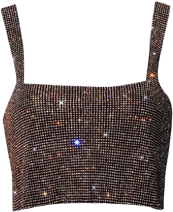 Women Sexy Sparkly Rhinestone Rave Crop Tops Sleeveless Tank Top Shirt Body Jewelry for Club Festival Dance One Size Black Ab