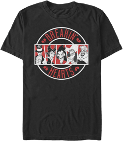 Men's Disney Villains Valentine's Day Breakin' Hearts  Graphic Tee Black X Large