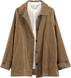 Minibee Women's Corduroy Jackets Long Sleeve Coats Button Down Outwear Tops with Pockets XX-Large Brown