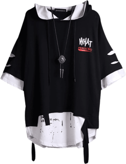 Men Women Y2K T-Shirt Techwear Streetwear Vintage Graphic Tee Short Sleeve Hoodie Top Distressed Grunge Emo Alt Cyber 3X-Large Black