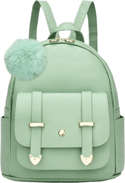 I IHAYNER Girls Fashion Backpack Mini Backpack Purse for Women Teenage Girls Purses PU Leather Pompom Backpack Shoulder Bag Green