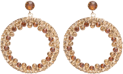 Beautiful Dazzling Crystal Rhinestone Round Circle Dangle Drop Earrings Gold