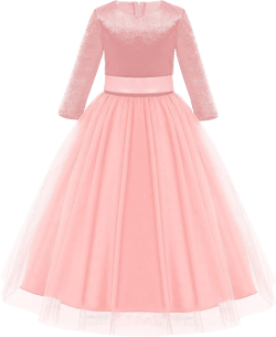 ODOLDI Velvet Flower Girl Dresses 3/4 Sleeve Princess Party Long Dresses Wedding Bridesmaid Pageant Fall Ball Gown Dresses