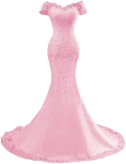 XYAYE Women's Lace Mermaid Wedding Dresses for Bride Sequins Bridal Dresses Off The Shoulder Bridal Gowns with Sweep Train 24 Plus Pink