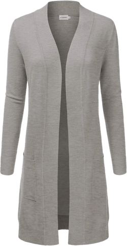 JJ Perfection Womens Casual Long Knit Cardigan Long Sleeve with Pockets Lightweight Open Front Sweater Jacket with Plus Size Small Awocal0273_hgrey