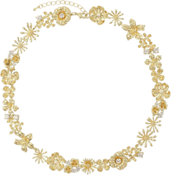 Vintage Gold Flower Chunky Necklace for Women 14K Gold Plated Multiple Daisy Flower Choker Necklace Sparkly Aesthetic CZ Floral Blossom Statement Necklace Adjustable Chain Party Jewelry Gift for Women