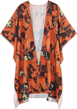 Plus Size Women's Floral Printed Beach Kimono Cardigan, Sunscreen Beach Swimwear Cover-Up