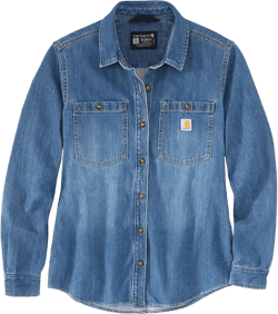 Carhartt Women's 105492 Women's Relaxed Fit Midweight Denim Long-Sleeve Shirt X-Large Voyageur