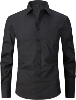 Men's French Cuff Dress Shirt Slim Fit Formal Business Button Down Shirt for Men Long Sleeve Random Cufflinks Medium Black