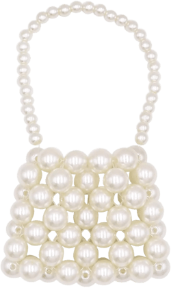 Girls Mini White Pearl Purse Handbag Acrylic Beads Handbag Shoulder Bag Pearl Beaded Clutch Evening Bag for Women White-handbag
