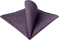 S&W SHLAX&WING Pocket Squares for Men Zigzag Pattern Blue Navy with Red Brown 12×12