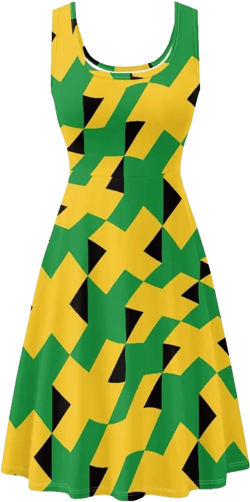 TOADDITDO Womens Casual Summer Tank Sleeveless Knee Length Dress 4X-Large Jamaican Flag