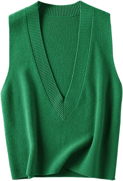 Wowcarbazole Women's Sweater Vest V Neck Pullover Knitwear Tank Top Trendy Sleeveless Sweater Fall 2024 Green X-Large