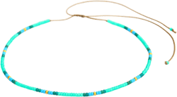 Boho Beaded Choker Necklace for Women and Teen Girls, Thin Turquoise Green Adjustable India Style Beads Necklace, Handmade Bohemian Hippie Native American Style by Tribes (Turquoise-green)