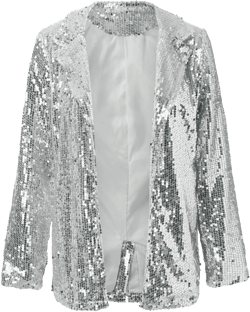Sequin Jackets for Women Sparkly Glitter Jacket Plus Size Open Front Blazer Ladies Holiday Evening Party Blazers Silver Small