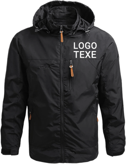 Custom Men's Track Jacket Add Logo Text Customized Athletic Windbreaker Black Medium