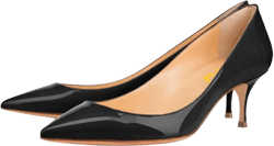 FSJ Women Classic Low Kitten Heel Pointed Closed Toe Pumps Slip On Office Ladies Prom Wedding Dress Basic Shoes Size 4-15 US 4 Black