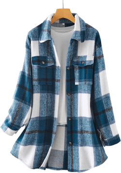 Womens Shirts Dressy Casual Plaid Oversized Fashion Shirt Lapel Button Down Shacket Jacket with Pockets Fall Winter