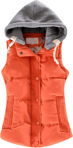 FLITAY Women's Sleeveless Hoodie Vest Quilted Winter Slim Fit Vest Coat X-Small Orange