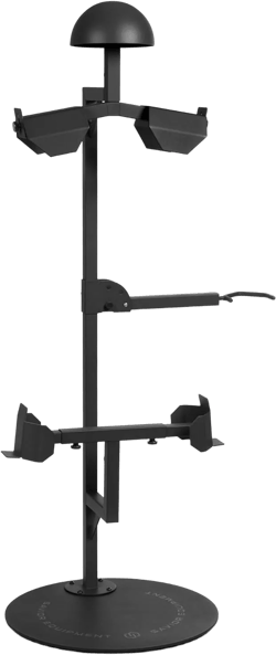 Savior Equipment H.A.B Tactical Gear Stand Helmet Vest Belt Display Rack, Military Gear Holder Plate Carrier Indoor Home Garage Free-Standing Organizer, Heavy Duty Steel Construction Hold Up To 70 lbs Obsidian Black (Round Base) 47” x 16” x 16”