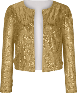 Fashion Fall Winter Coats for Women Glitter Sequin Jackets Sexy Open Front Cardigan Blazer Long Sleeve Blouse Clubwear Gold Small