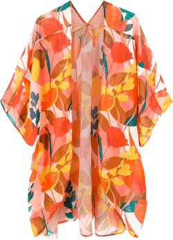 Moss Rose Women's Beach Kimono Coverup Sheer Chiffon Cover Ups, Casual Loose Open Front Cardigan Tops Floral 11