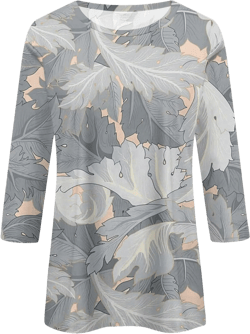 Women's Summer Tops,3/4 Sleeve O-Neck Shirts Print Graphic Tees Blouses Casual Plus Size Basic Tops Clothing 6-gray XX-Large