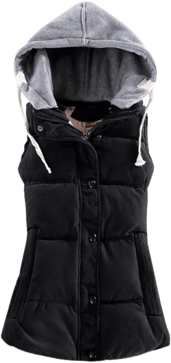 Yeokou Women's Slim Sleeveless Quilted Removable Hooded Winter Puffer Vest Coat Black X-Small