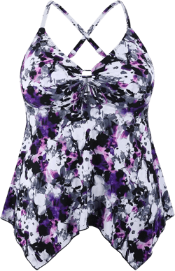 Firpearl Women's Tankini Swimsuits Modest Flowy Crossback Plus Size Bathing Suit Top