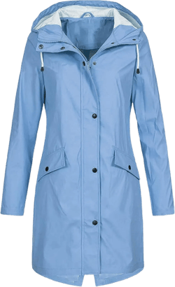 ZEFOTIM Womens Rain Jacket with Hood Waterproof Light Weight Casual Raincoat with Pockets Zip Up Travel Hiking Jackets #3 Blue 4X-Large