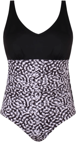 JINXUEER Women's Plus Size Swimwear Ruched Tummy Control Swimsuit One Piece Fashion Bathing Suits 28 Plus Blackwhite