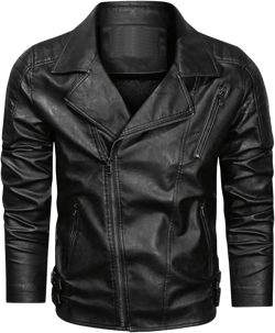 Maiyifu-GJ Mens PU Leather Asymmetric Zip Jacket Lightweight Vintage Faux Leather Biker Jacket Causal Motorcycle Zipper Coat (Black,XX-Large)